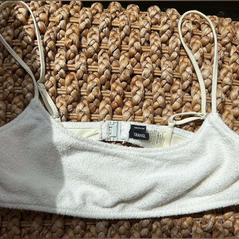 Triangl Terry Cloth Cream Bikini Top